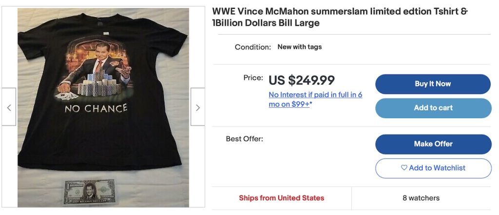 A screenshot from an ebay listing for the same shirt design, just from a different event. 