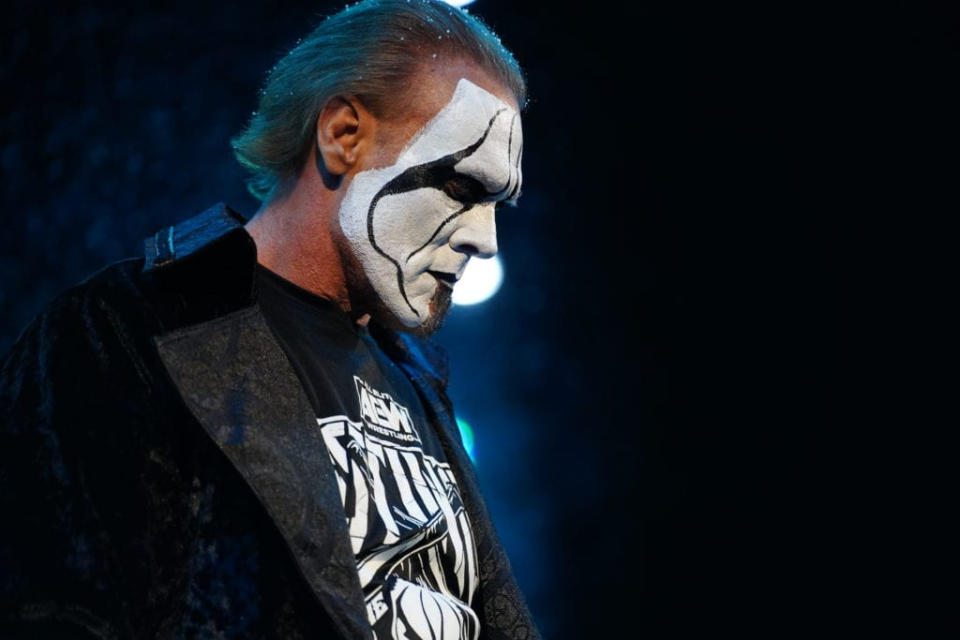 A 3/4 profile shot of Sting, whose makeup does not match with the contours of his face.