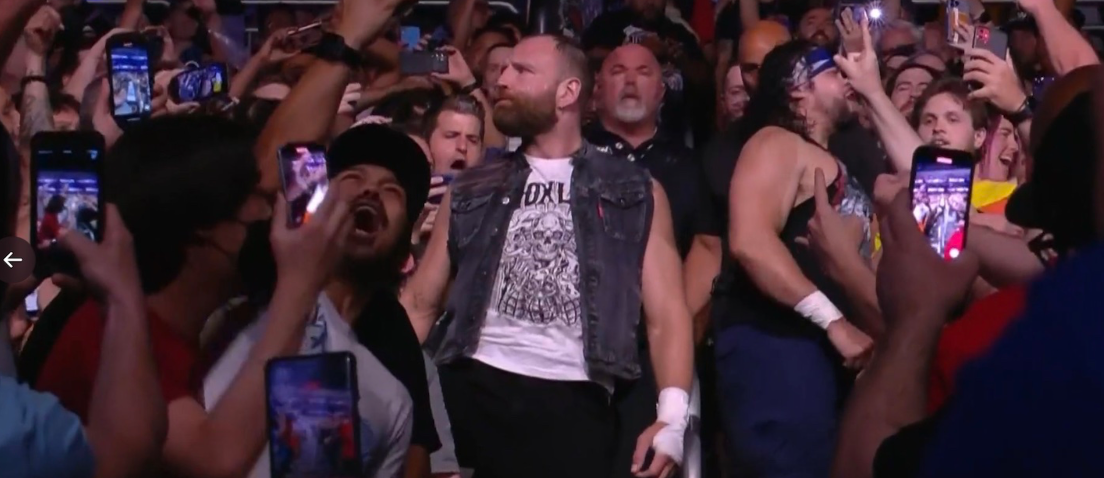 Jon Moxley makes his entrance during Anarchy in the Arena 2022