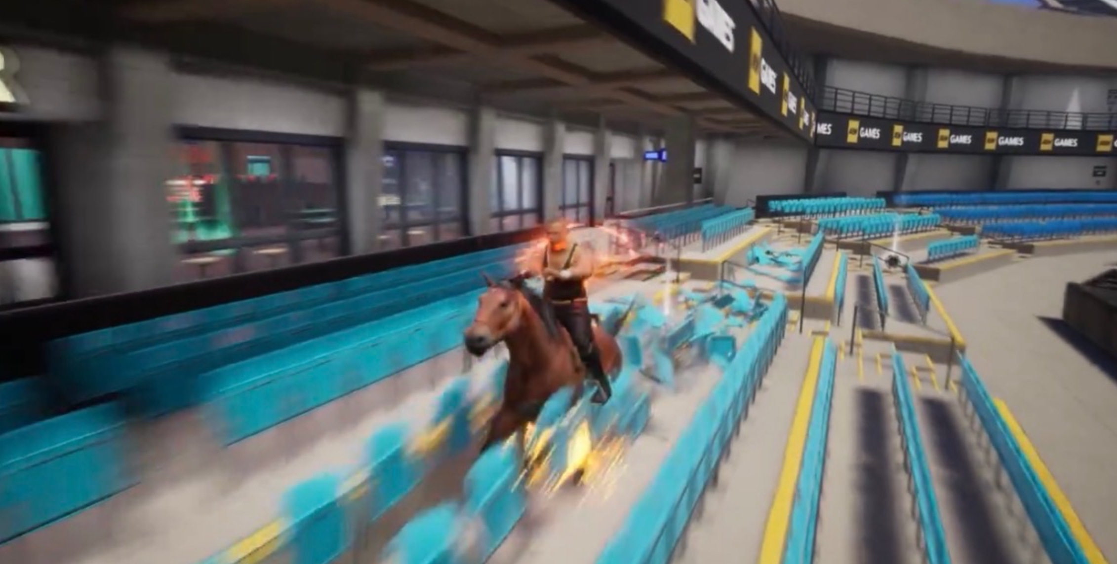 Eddie Kingston rides a horse in AEW Fight Forever